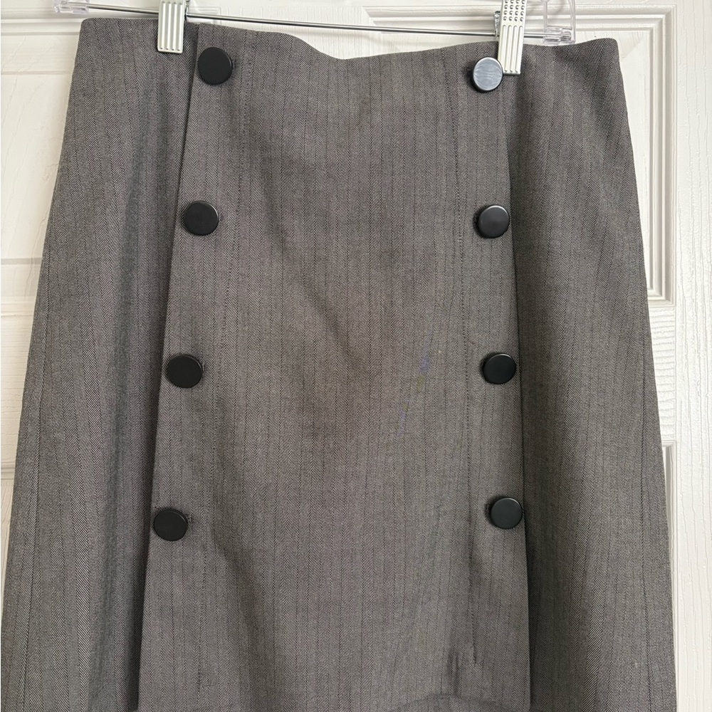 LOFT Charcoal Button-Accent Pencil Skirt